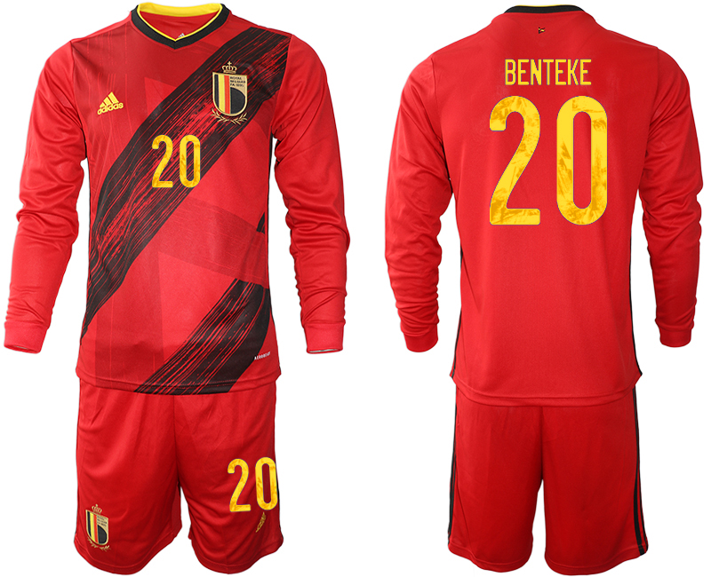 Men 2021 European Cup Belgium home Long sleeve #20 soccer jerseys